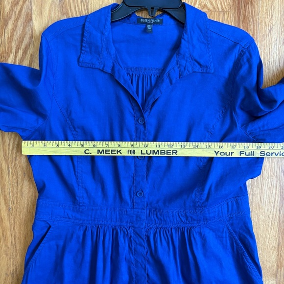 Eileen Fisher Linen Blend Shirt Dress LP - Picture 9 of 9